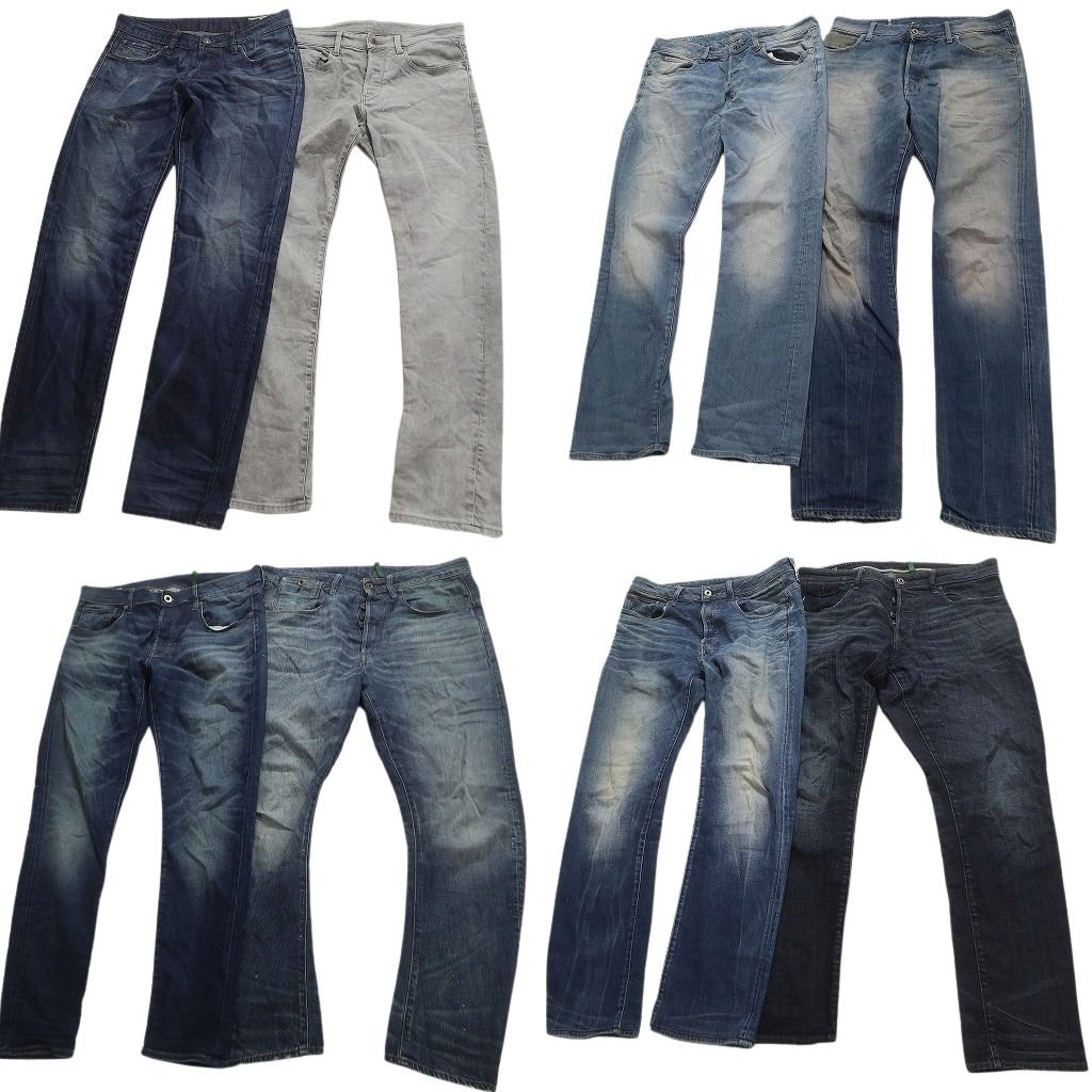 古着卸 G-STAR RAW デニム パンツ 8枚セット メンズ 33 34 フェード ヒゲ ボタンフライ 古着 NC4934