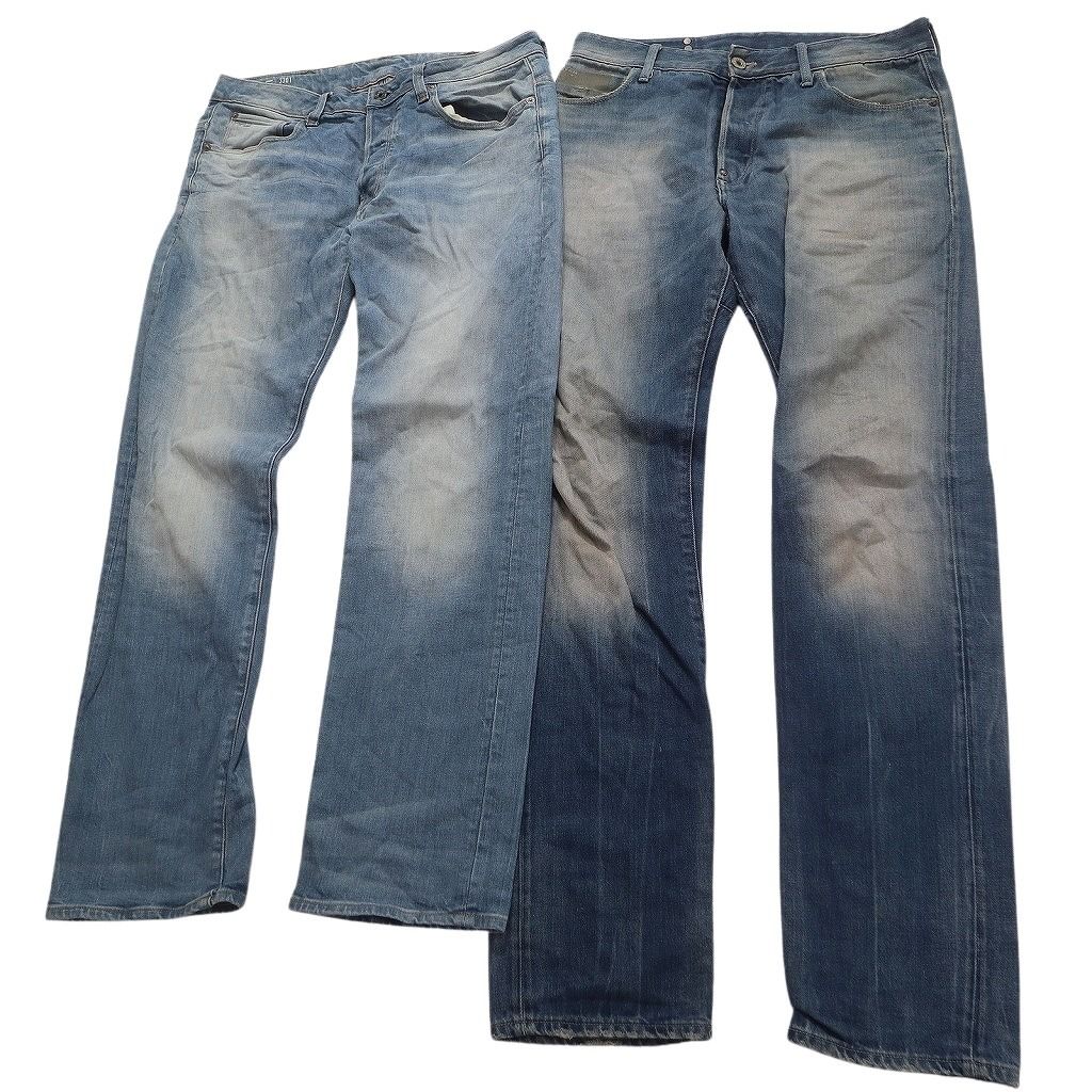 古着卸 G-STAR RAW デニム パンツ 8枚セット メンズ 33 34 フェード ヒゲ ボタンフライ 古着 NC4934