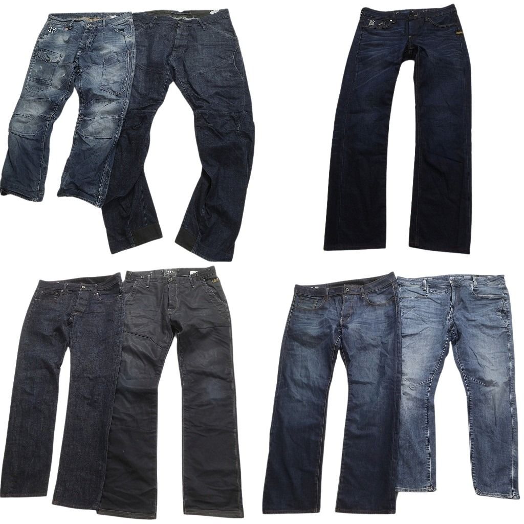 古着卸 G-STAR RAW デニム パンツ 7枚セット メンズ 34 35 36 カーゴ Y2K ヒゲ ブラック フェード 古着 NC4933