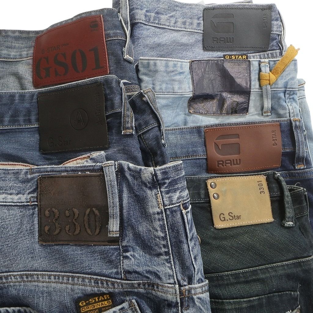  古着卸 G STAR RAW デニム パンツ セット メンズ 36 38 40 ダメージ加工 フェード インディゴブルー 古着 NC 4932 その他 メンズ