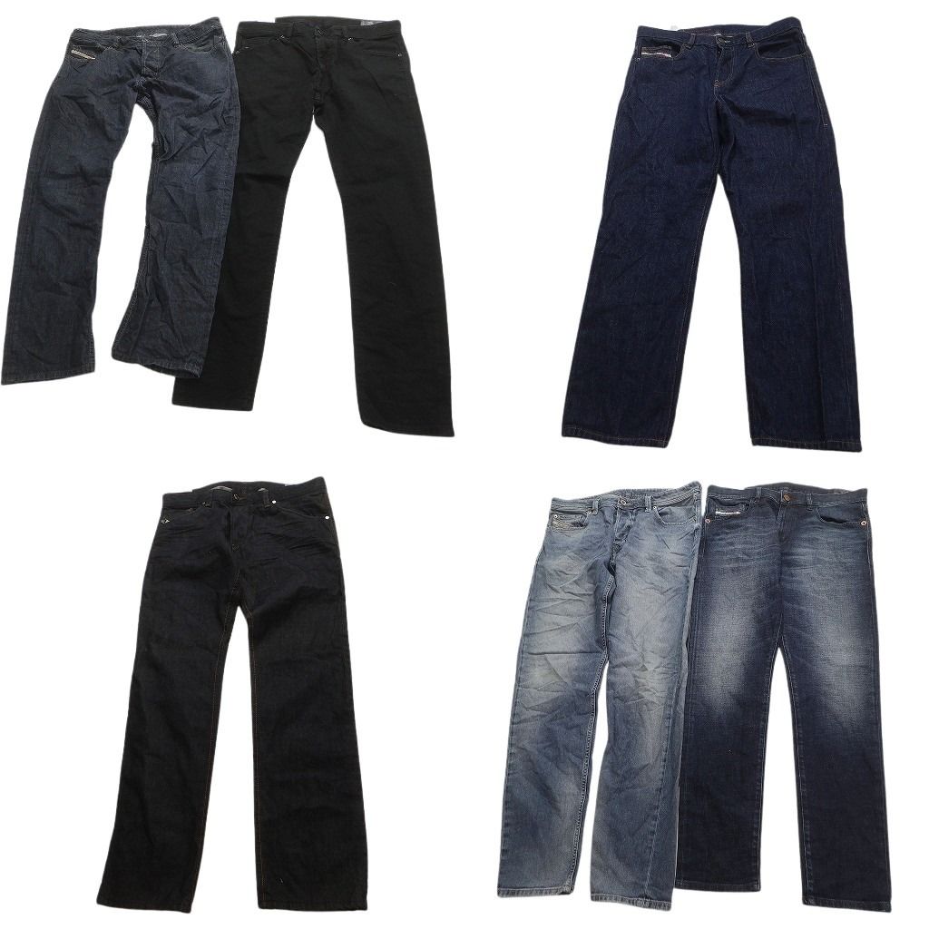 古着卸 ディーゼル デニム パンツ 6枚セット メンズ 33 34 ブラック フェード ヒゲ ストレート 古着 NC4929