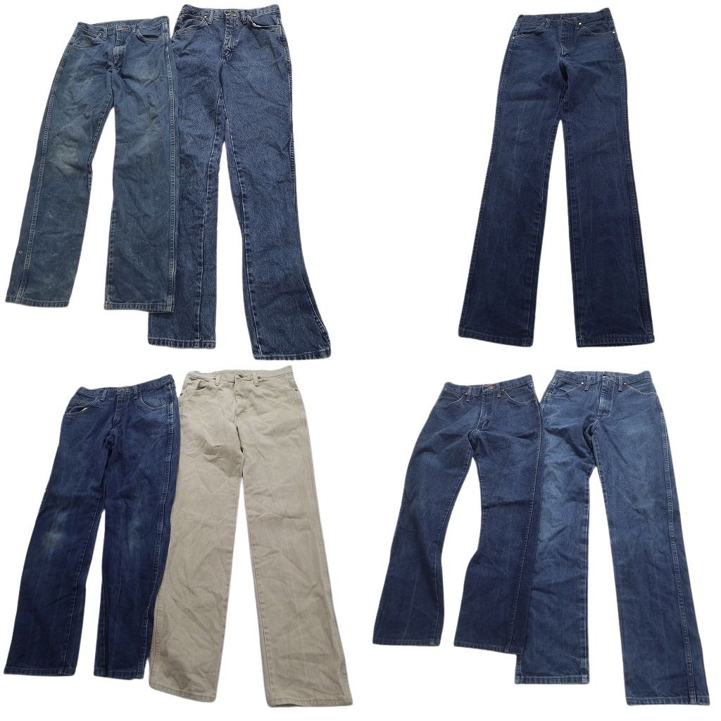 古着卸 Wrangler ラングラー パンツ 7枚セット メンズ 29 30 ベージュ インディゴブルー アメカジ 古着 NC4927