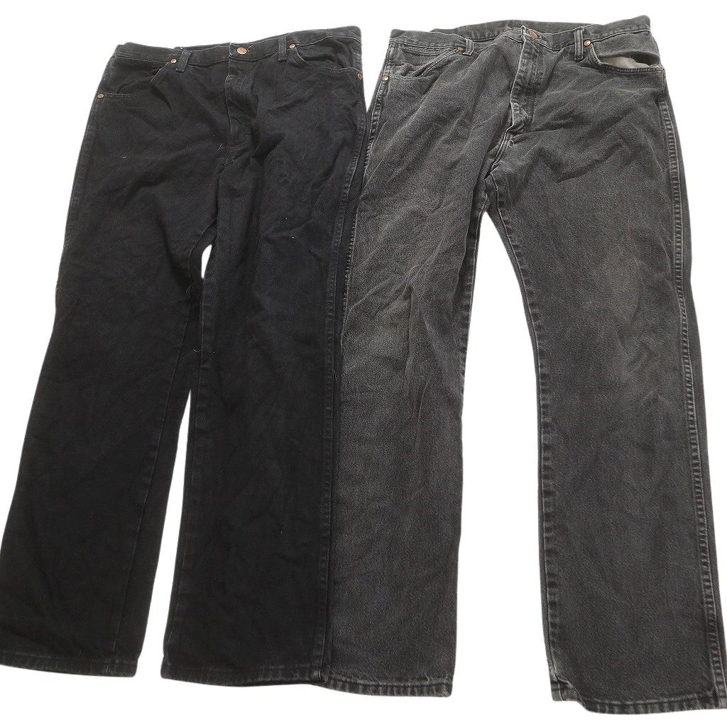 古着卸 Wrangler ラングラー ブラックデニム パンツ セット メンズ 36 革パッチ ストレート テーパード 古着 NC 4959