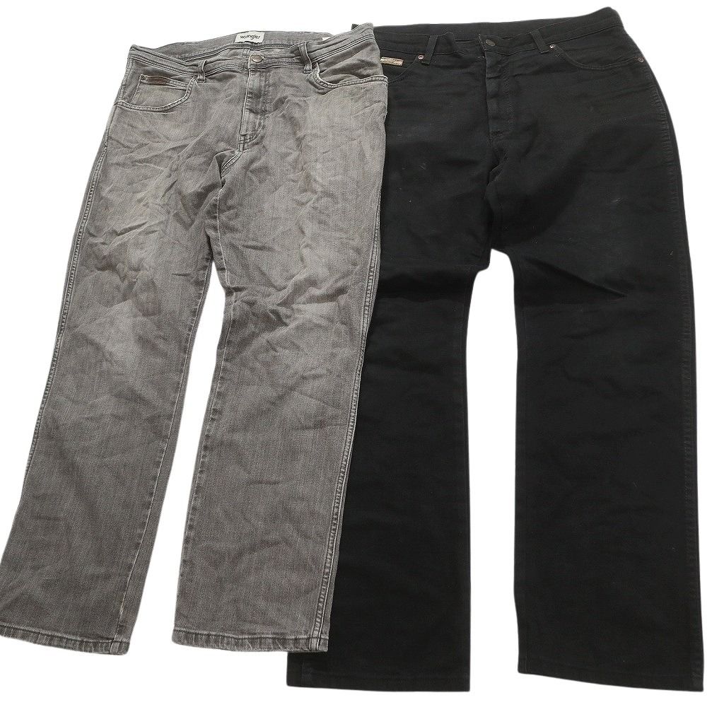 古着卸 Wrangler ラングラー ブラックデニム パンツ メンズ 36 37 38 フェード ストレート 革パッチ 古着 NC 4958