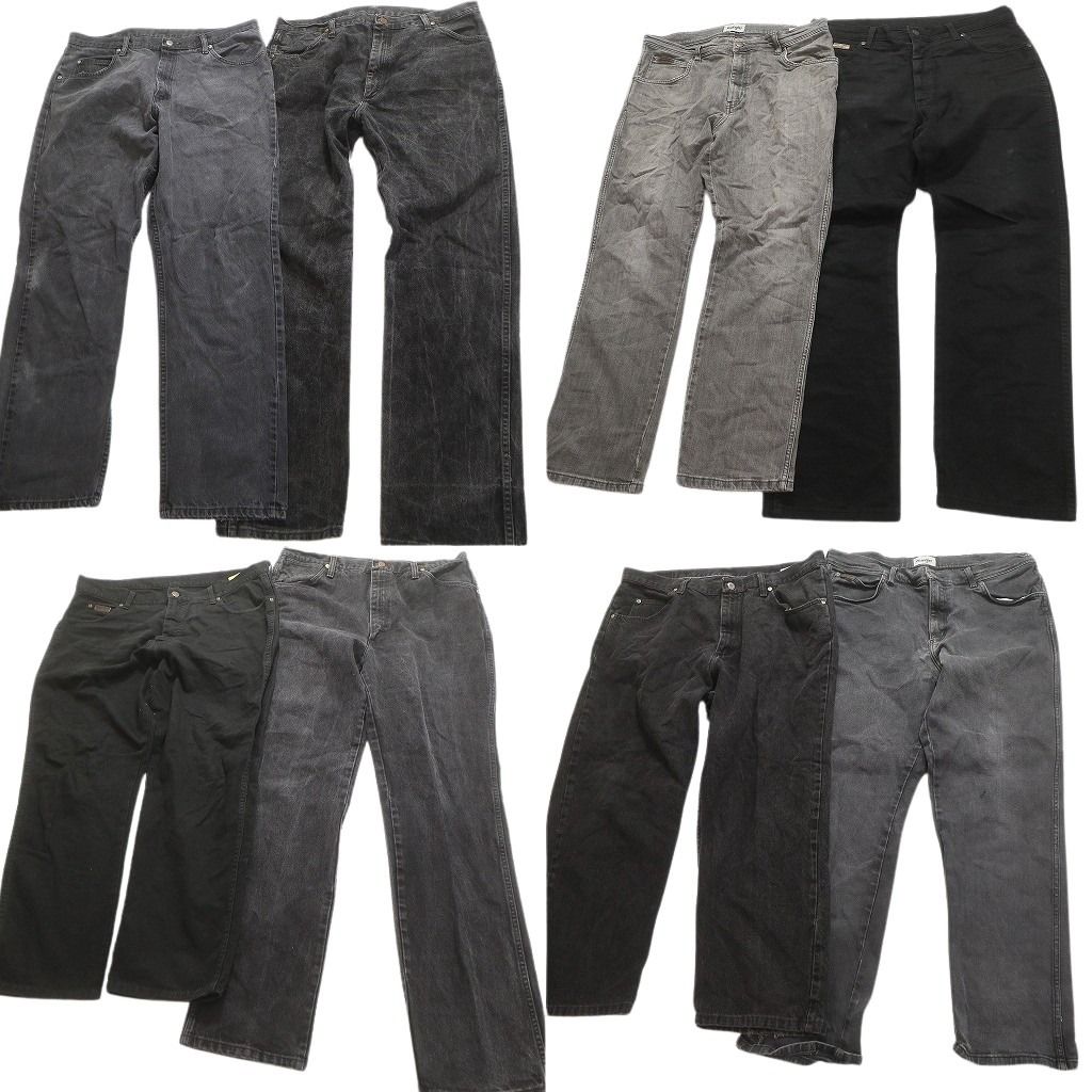 古着卸 Wrangler ラングラー ブラックデニム パンツ 8枚 メンズ 36 37 38 フェード ストレート 革パッチ 古着 NC4958
