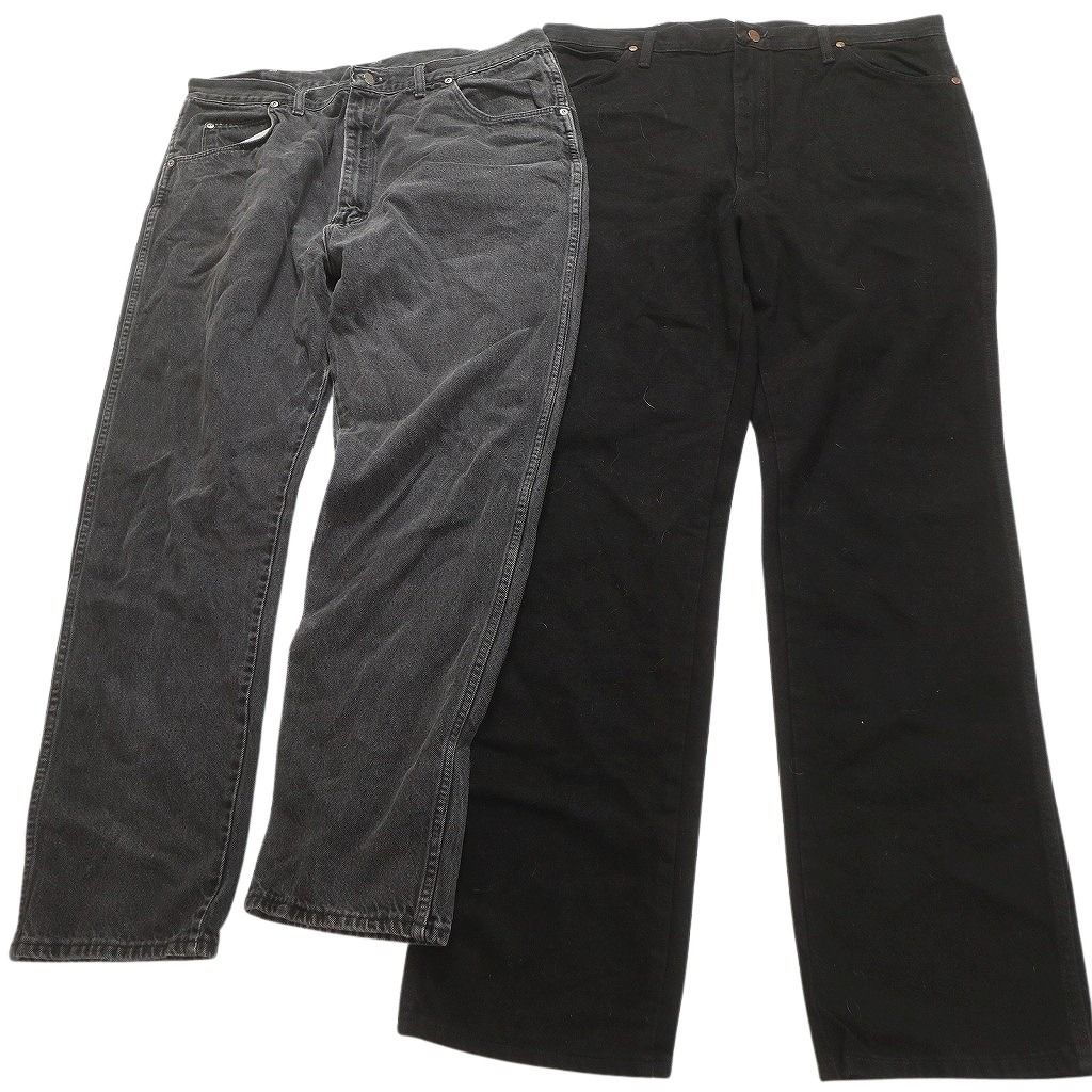 古着卸 Wrangler ラングラー ブラックデニム パンツ 8枚セット メンズ 38 ワイド 革パッチ ストレート 古着 NC4957