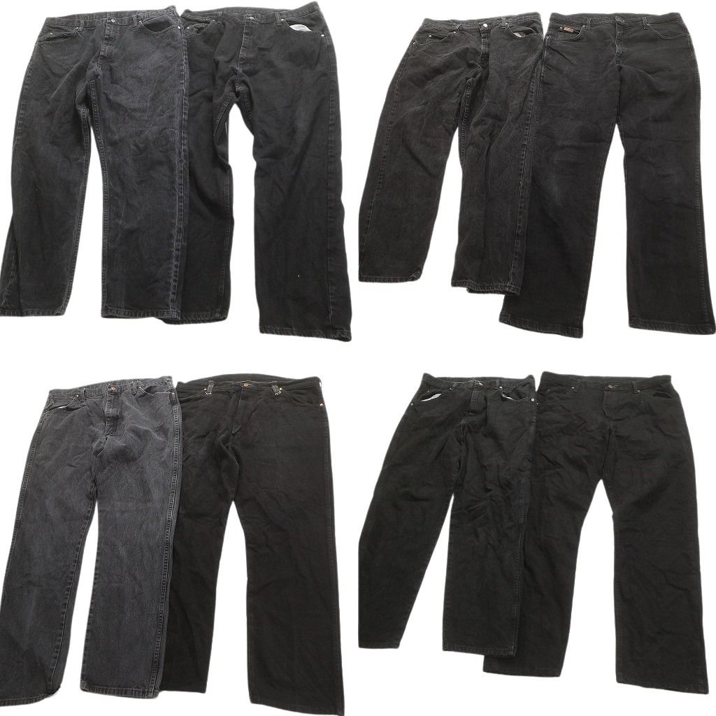 古着卸 Wrangler ラングラー ブラックデニム パンツ 8枚セット メンズ 38 40 テーパード ワイド アメカジ 古着 NC4954