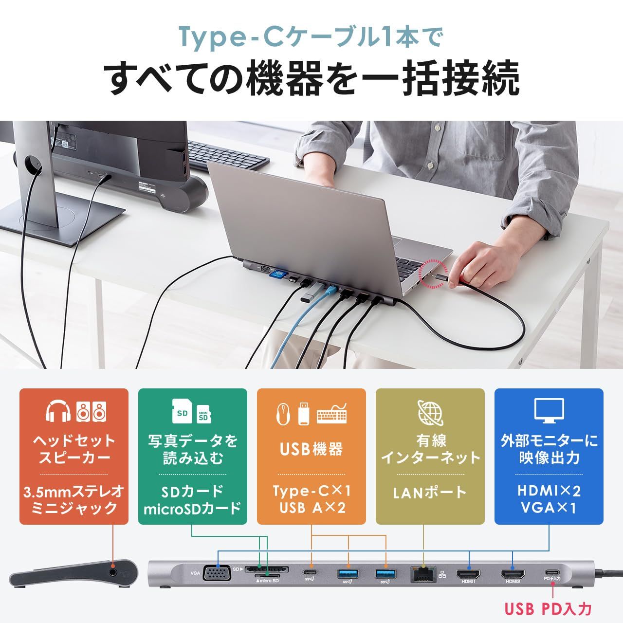 ケーブル一体型