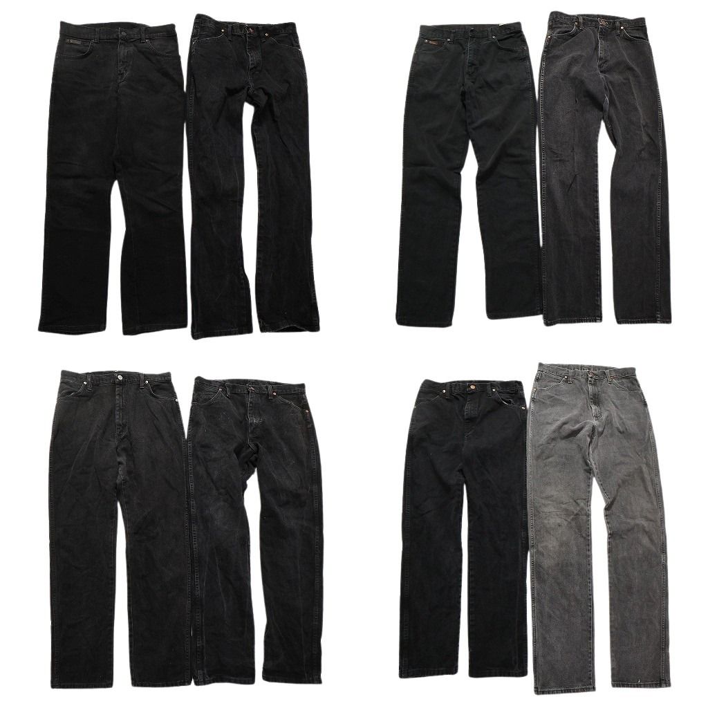 古着卸 Wrangler ラングラー ブラックデニム パンツ 8枚セット メンズ 32 アメカジ 革パッチ 古着 NC4967
