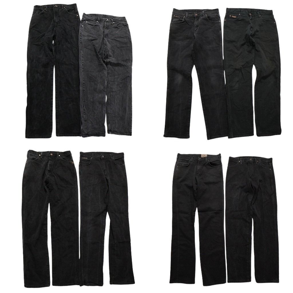 古着卸 Wrangler ラングラー ブラックデニム パンツ 8枚セット メンズ 32 33 革パッチ アメカジ 古着 NC4966