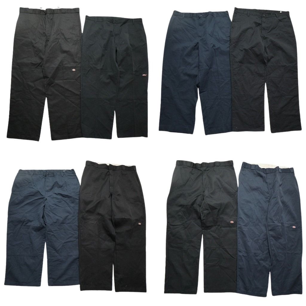 古着卸 ディッキーズ Dickies ダブルニー パンツ 8枚セット メンズ 40 42 44 ワーク ワイド ブラック 古着 NC5025