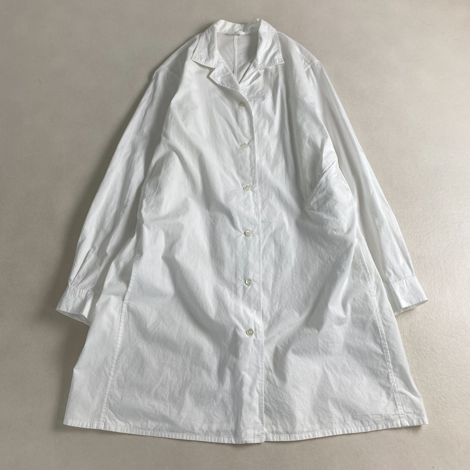 ワイズ ブラウス オーバーサイズ シャツ オフホワイト Y’s コットン ロング丈 ホワイト M L相当