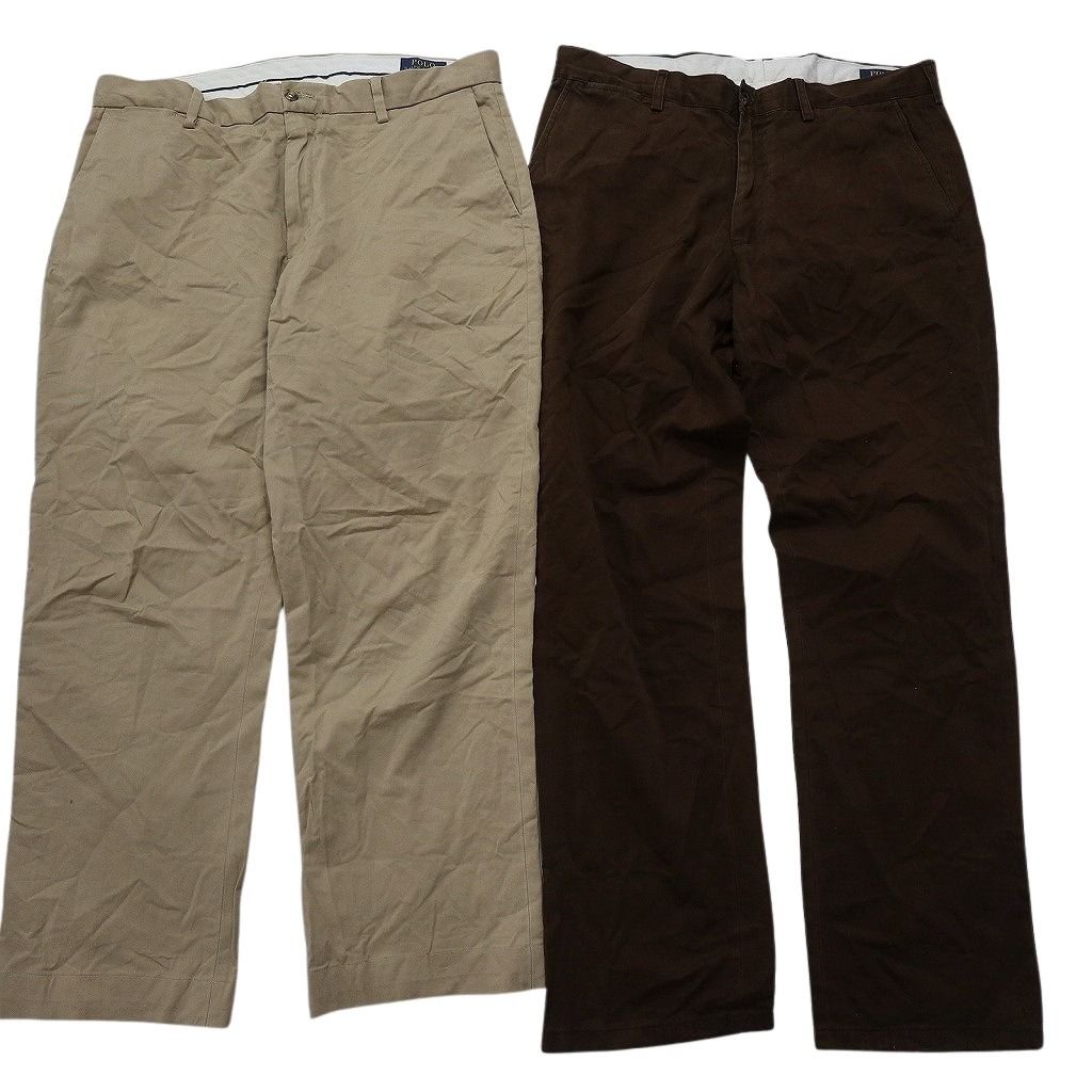 古着卸 ラルフローレン パンツ MIX セット メンズ 36 ワイド ストレート コットン ブラウン 古着 NC 5060