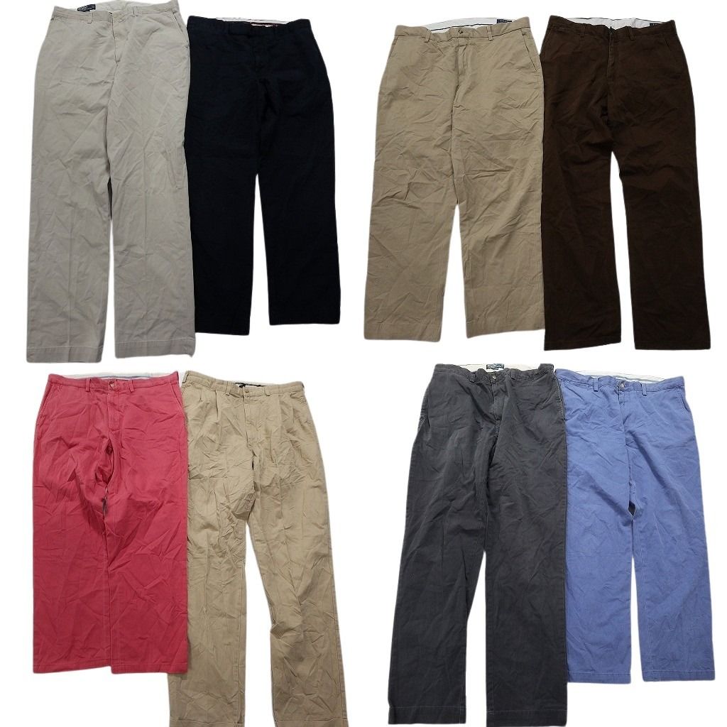 古着卸 ラルフローレン パンツ MIX 8枚セット メンズ 36 ワイド ストレート コットン ブラウン 古着 NC5060