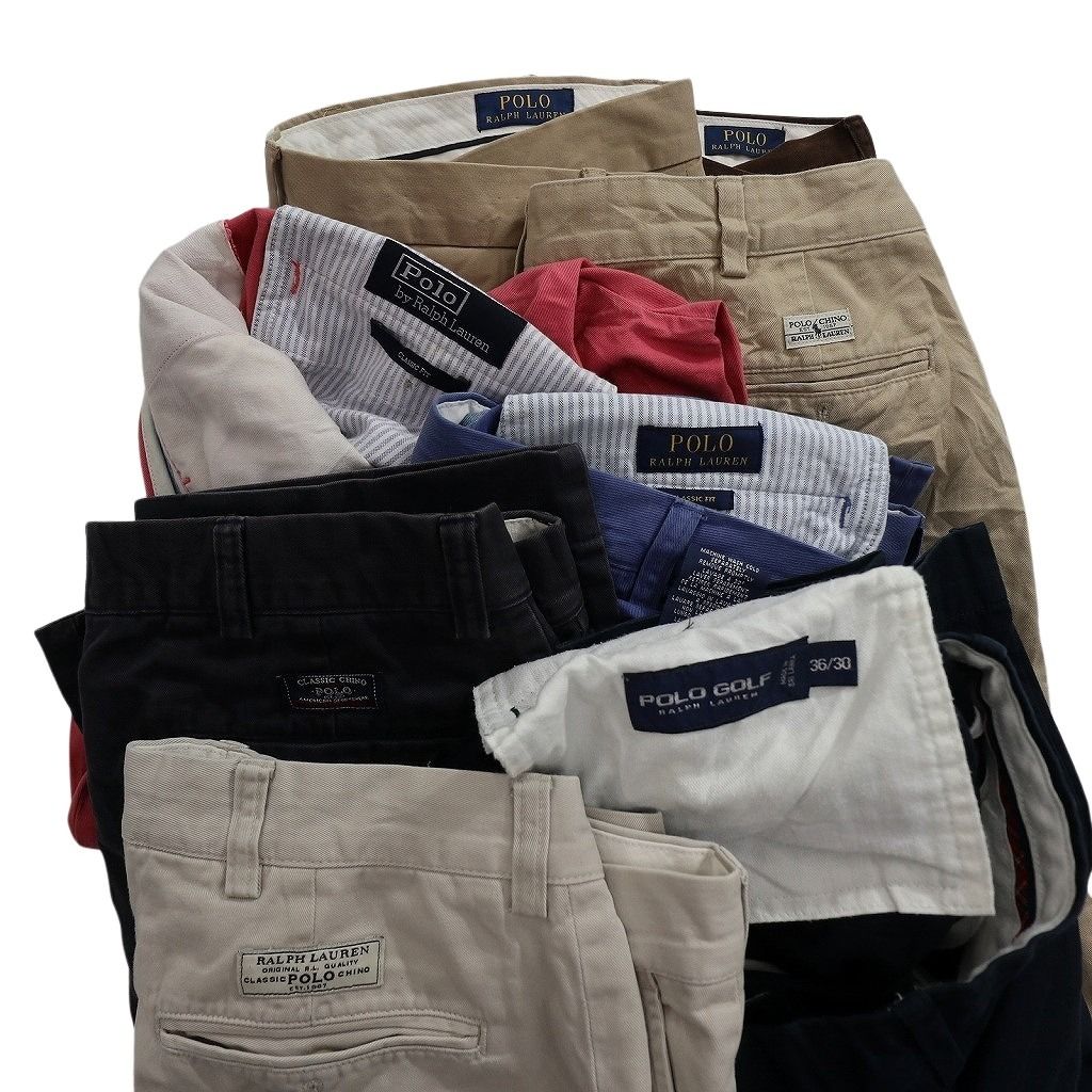  古着卸 ラルフローレン パンツ MIX セット メンズ 36 ワイド ストレート コットン ブラウン 古着 NC 5060 その他 メンズ
