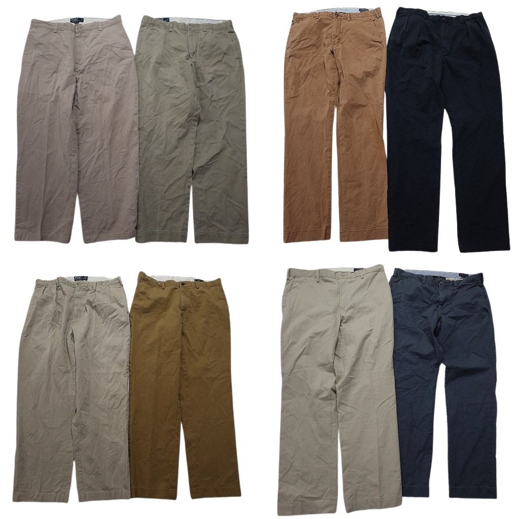 古着卸 ラルフローレン パンツ MIX 8枚セット メンズ 36 ワイド ベージュ ネイビー コットン 90’s 古着 NC5059