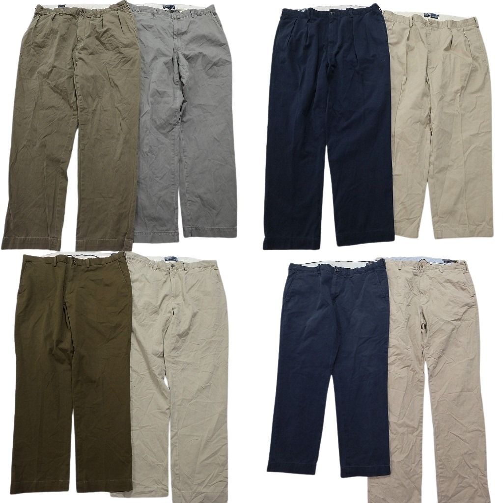 古着卸 ラルフローレン パンツ MIX 8枚セット メンズ 38 ポロチノ ストレート ツータック ワイド 古着 NC5056