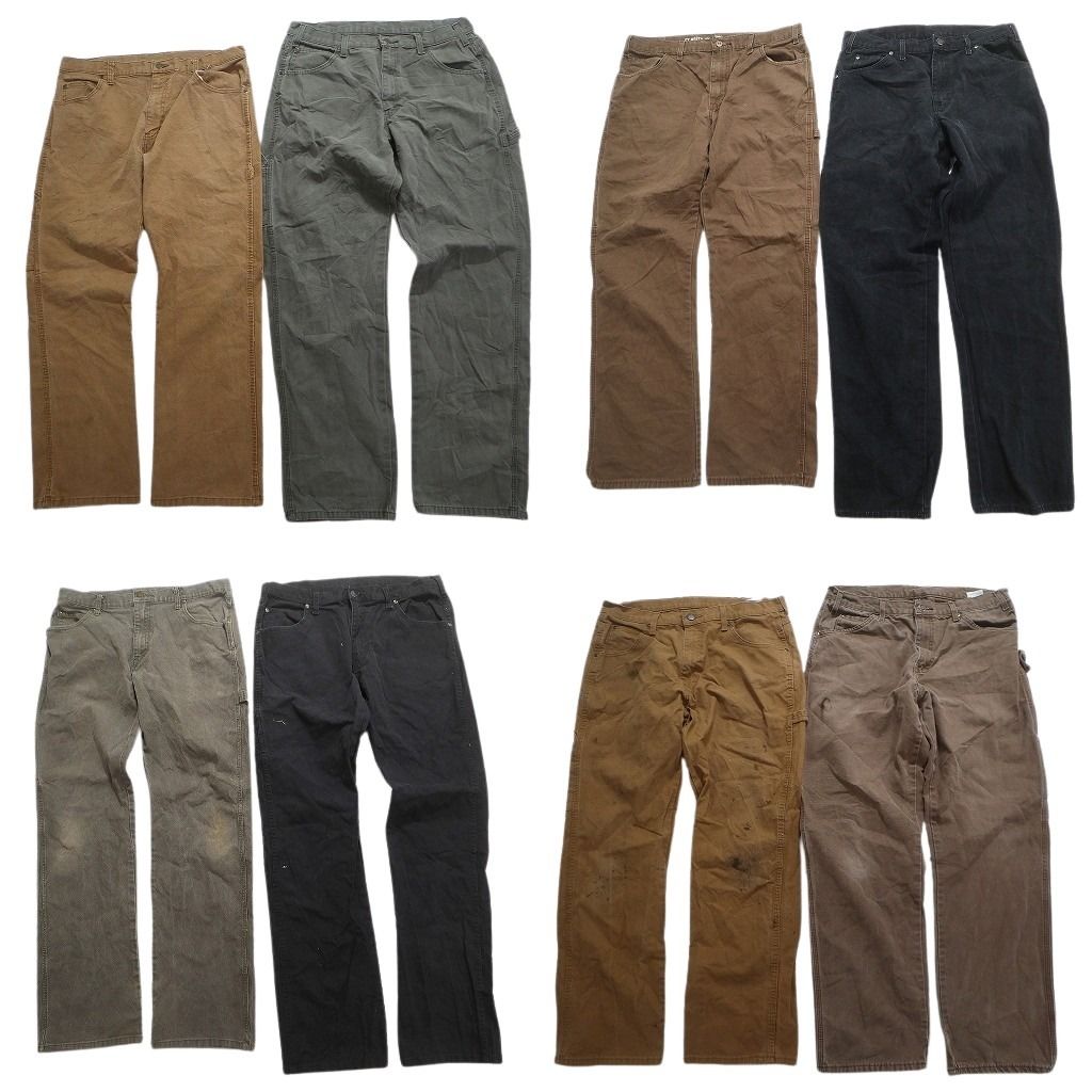 古着卸 ディッキーズ Dickies ダック ペインター パンツ セット メンズ 34 ワーク ワイド ブラウン 古着 NC 5080