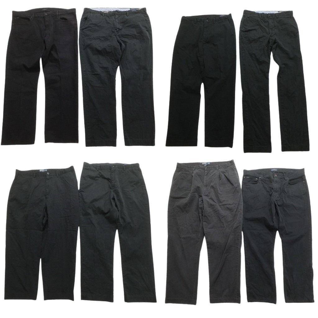 古着卸 ラルフローレン 黒パンツ 8枚セット メンズ 32 34 36 38 40 ワイド ツータック 古着 NC5079