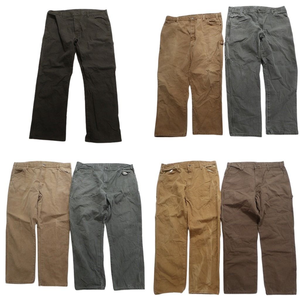 古着卸 ディッキーズ Dickies ダック ペインター パンツ 7枚セット メンズ 40 ワイドワーク ブラウン 古着 NC5073
