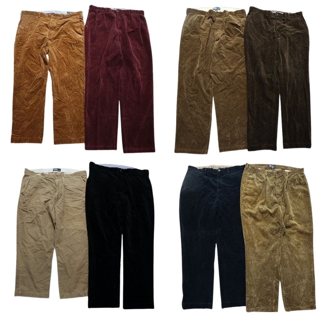 古着卸 ラルフローレン コーデュロイ パンツ 8枚セット メンズ 40 ワイド 90’s ベージュ ネイビー 古着 NC5099