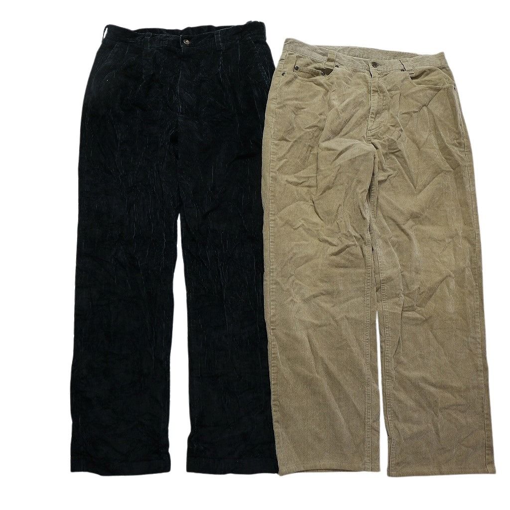 古着卸 コーデュロイ パンツ MIX セット メンズ 34 タック ワイド ストレート ブラウン 古着 NC 5097