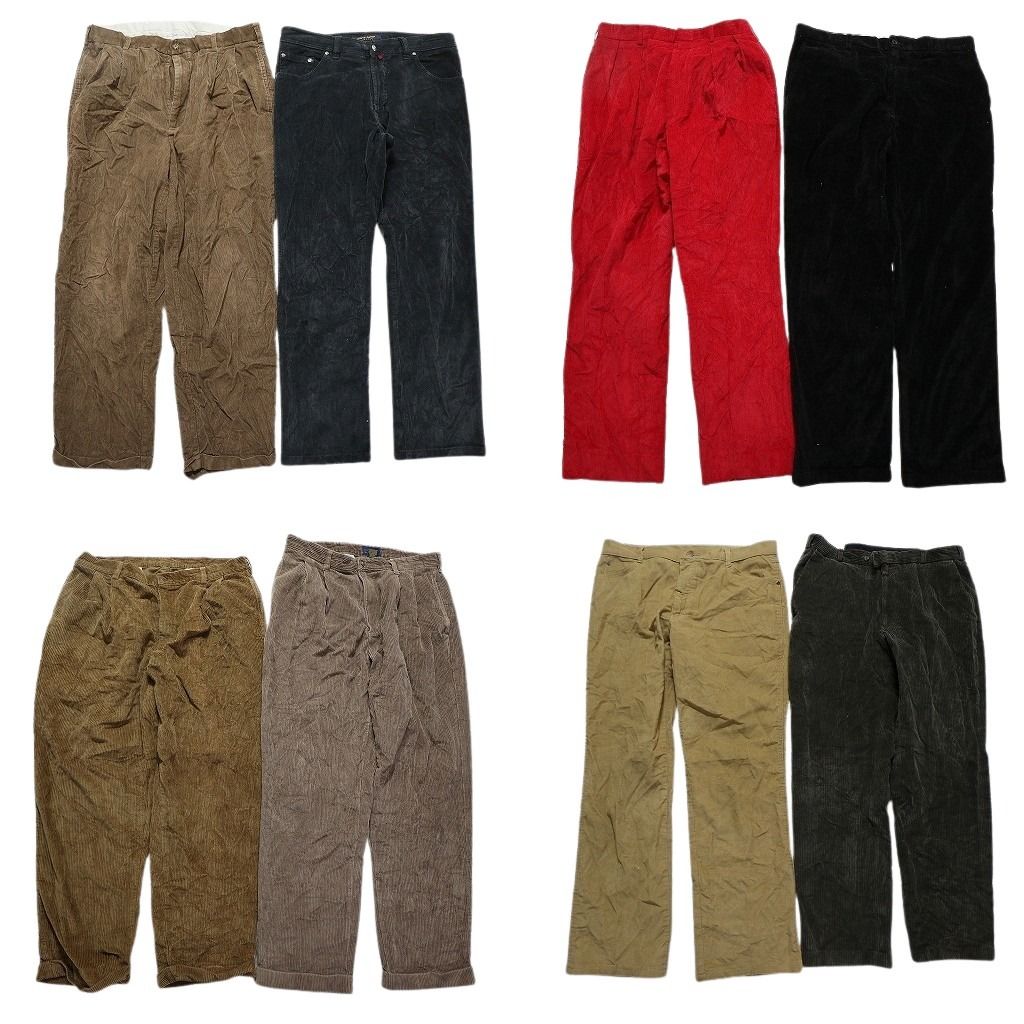 古着卸 コーデュロイ パンツ MIX 8枚セット メンズ 35 36 ワイド ストレート ツータック 古着 NC5095