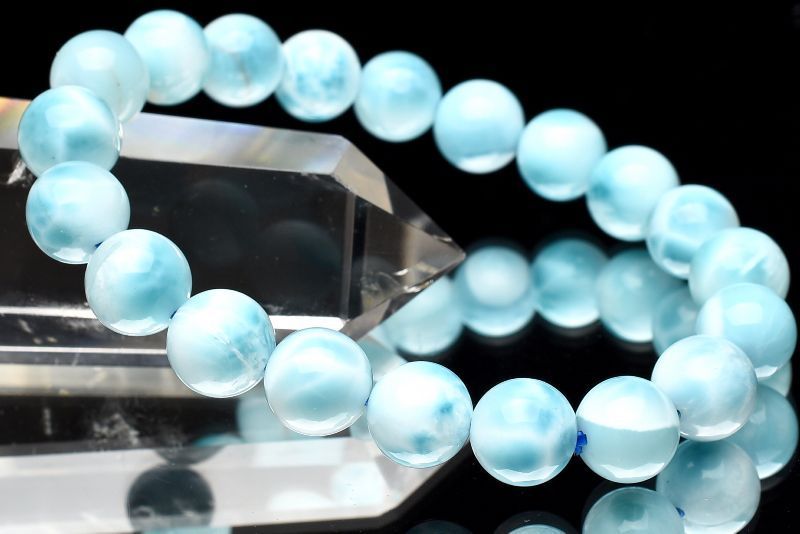 １点物 AA カリブの宝石 ラリマー 9.5mm ブレスレット パワーストーン 天然石 _U7820