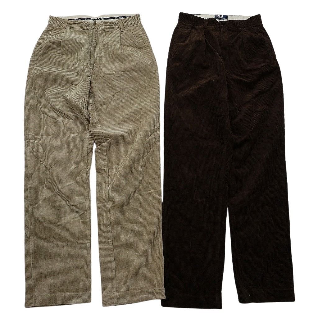 古着卸 ラルフローレン コーデュロイ パンツ セット メンズ 30 31 32 ワイド ツータック 古着 NC 5104