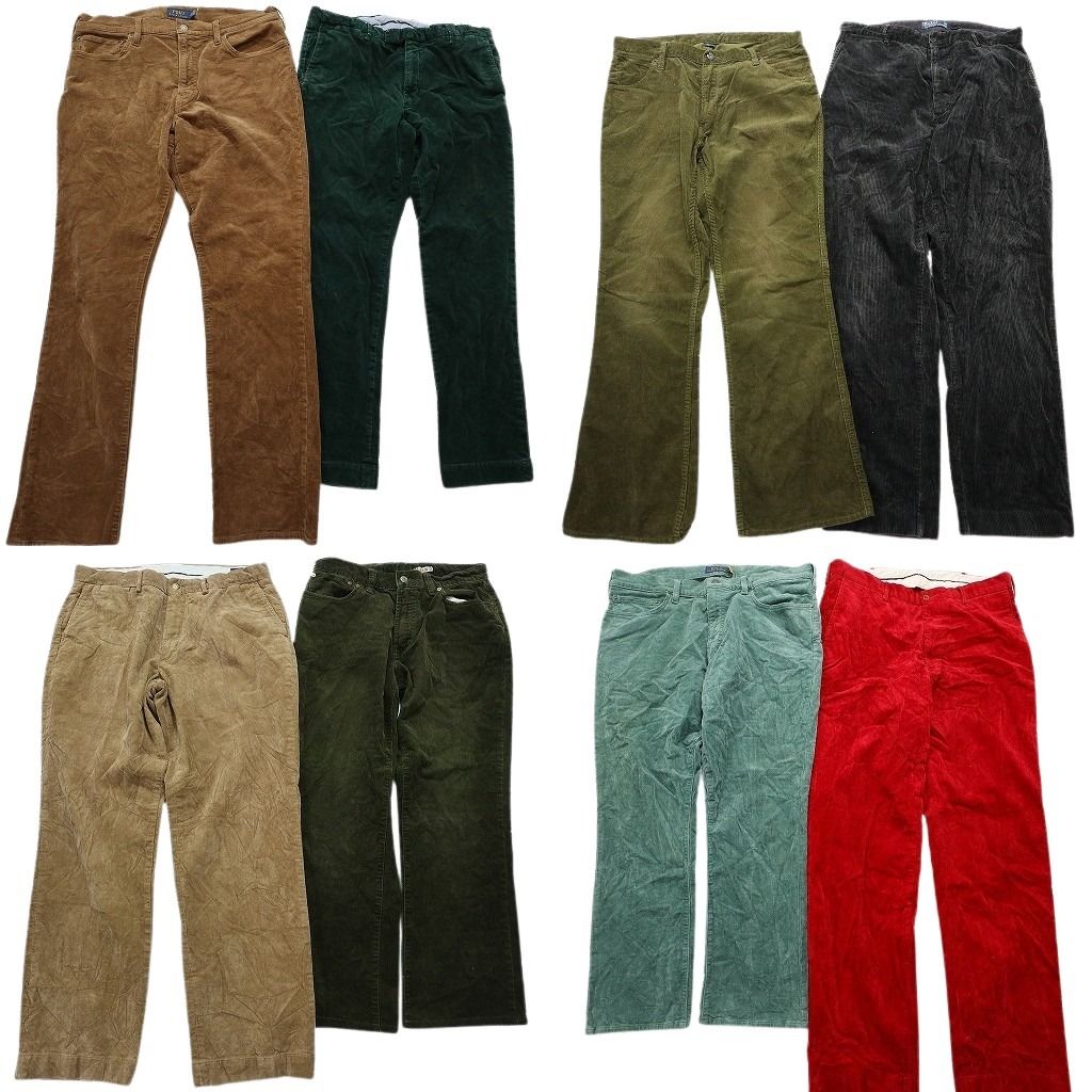 古着卸 ラルフローレン コーデュロイ パンツ 8枚セット メンズ 34 35 36 フ カット 革パッチ 古着 NC5102