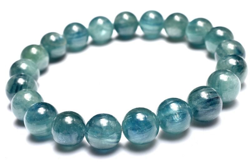 １点物 人気 ブルーグリーンカイヤナイト 9.5mm ブレスレット パワーストーン 天然石 _MC253