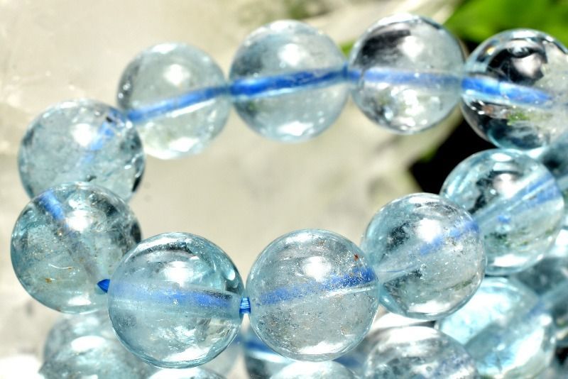 1点物 水のような透明感 ブルートパーズ 9mm ブレスレット パワーストーン 天然石 _MC181