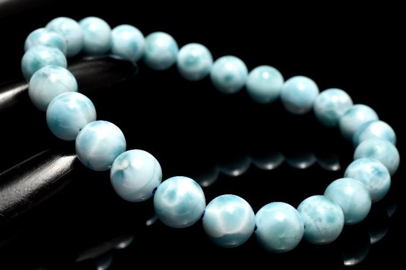 １点物 AA 美しい波模様 ラリマー 7.5mm ブレスレット パワーストーン 天然石 _MC377