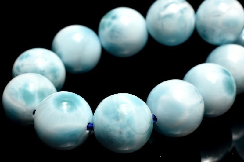 １点物 AA 美しい波模様 ラリマー 9.5mm ブレスレット パワーストーン 天然石 _MC380