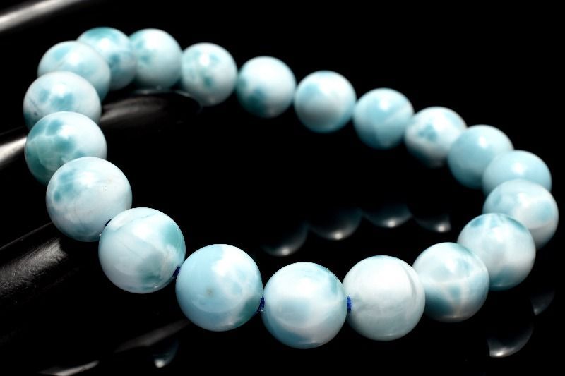 1点物 AA 美しい波模様 ラリマー 9.5mm ブレスレット パワーストーン 天然石 _MC380