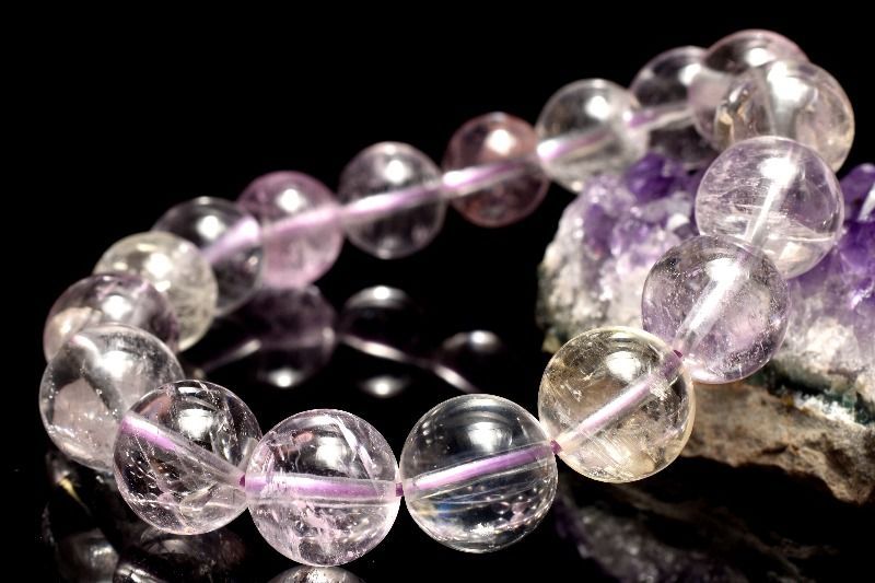 1点物 透明クリア 無垢 クンツァイト 11.5mm ブレスレット パワーストーン 天然石 _MC195