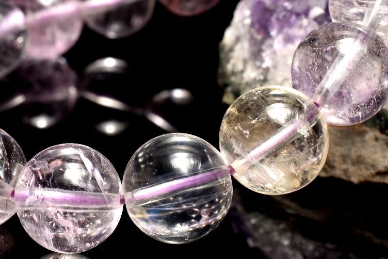 １点物 透明クリア 無垢 クンツァイト 11.5mm ブレスレット パワーストーン 天然石 _MC195