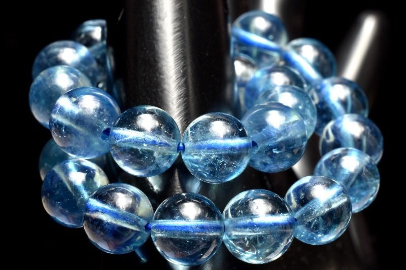 １点物 AAA 瑞々しい サンタマリアアクアマリン 7mm ブレスレット パワーストーン 天然石 _MC393