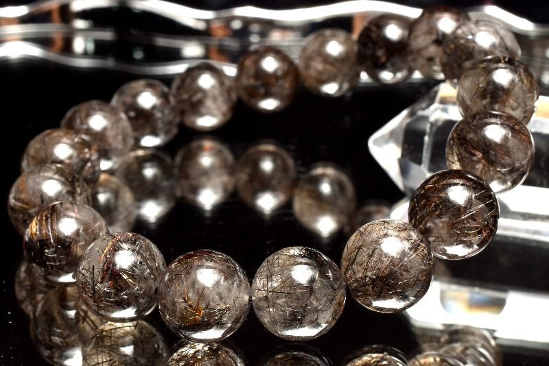 1点物 濃密内包 ブラックブロンズルチルクォーツ 11.5mm ブレスレット パワーストーン 天然石 _MC250