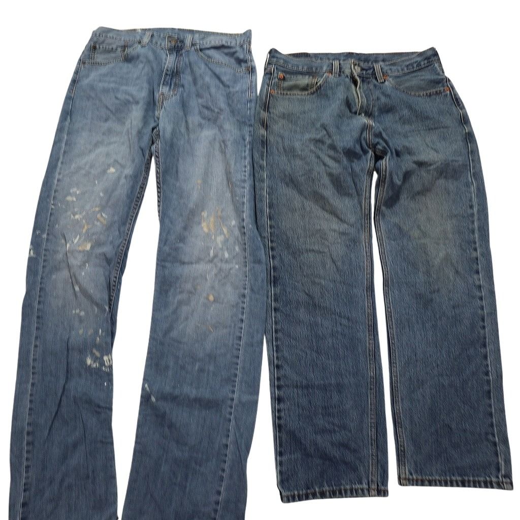 B品 古着卸 まとめ リーバイス 505 デニム パンツ セット メンズ 33 34 ブラックデニム ダメージ加工 ペンキ 古着 NC 5158