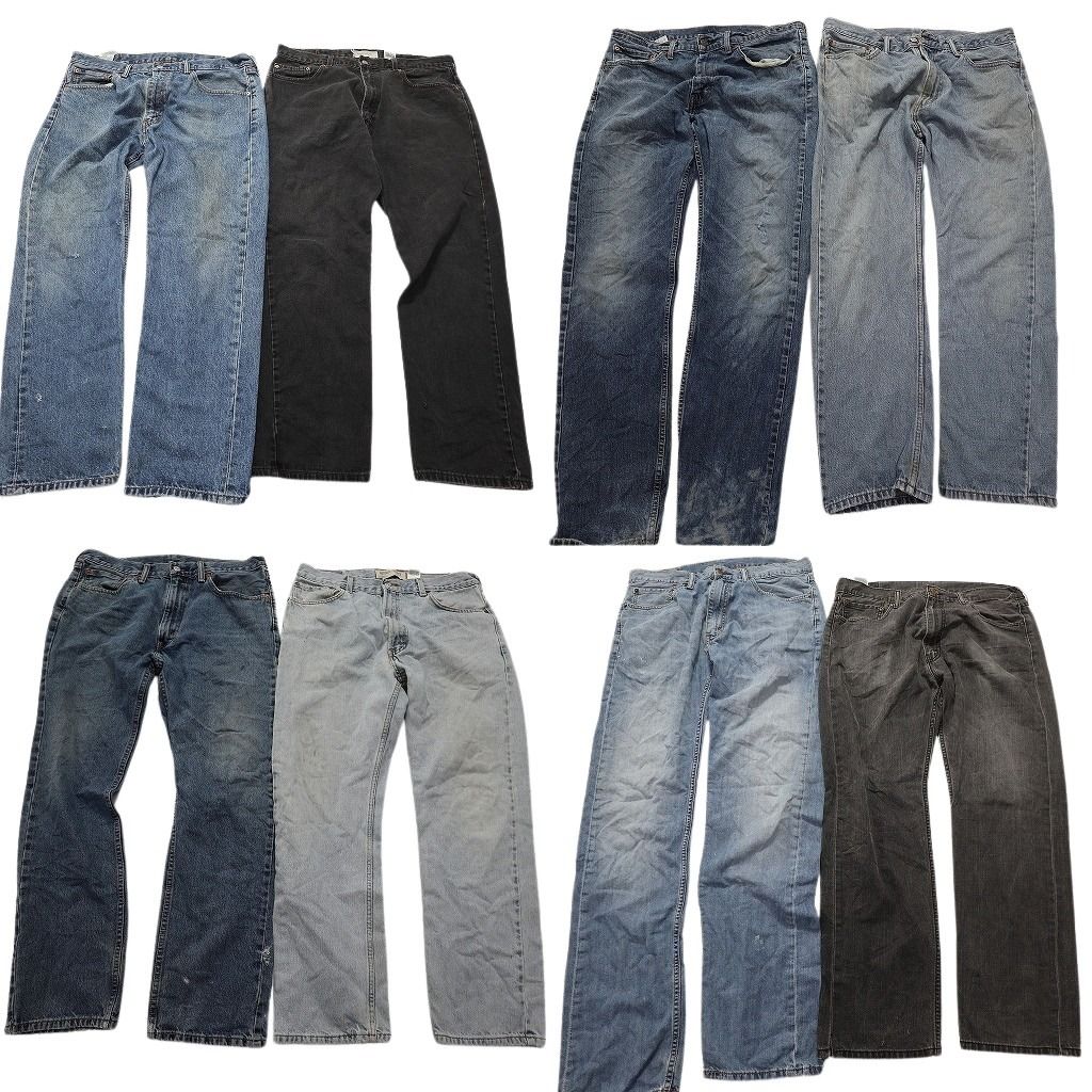 B品 古着卸 リーバイス 505 デニム パンツ 8枚セット メンズ 36 38 ブラックデニム テーパード 古着 NC5156