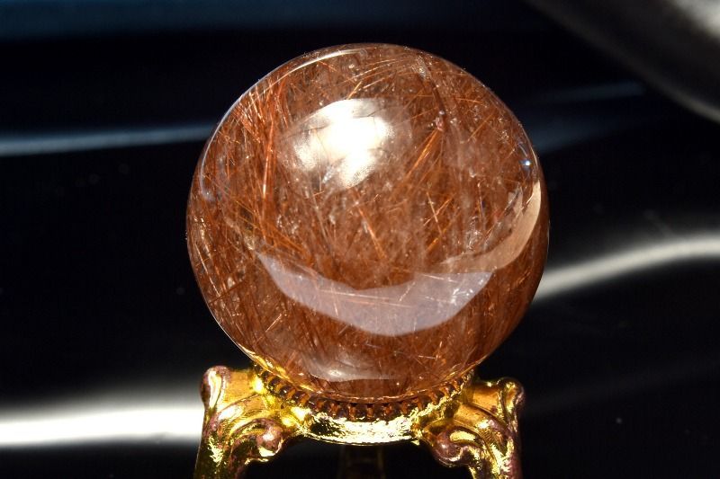 １点物 高品質 レッドブロンズルチルクォーツ 25mm 丸玉 台座付き スフィア パワーストーン 天然石 _CG6746 宅急便