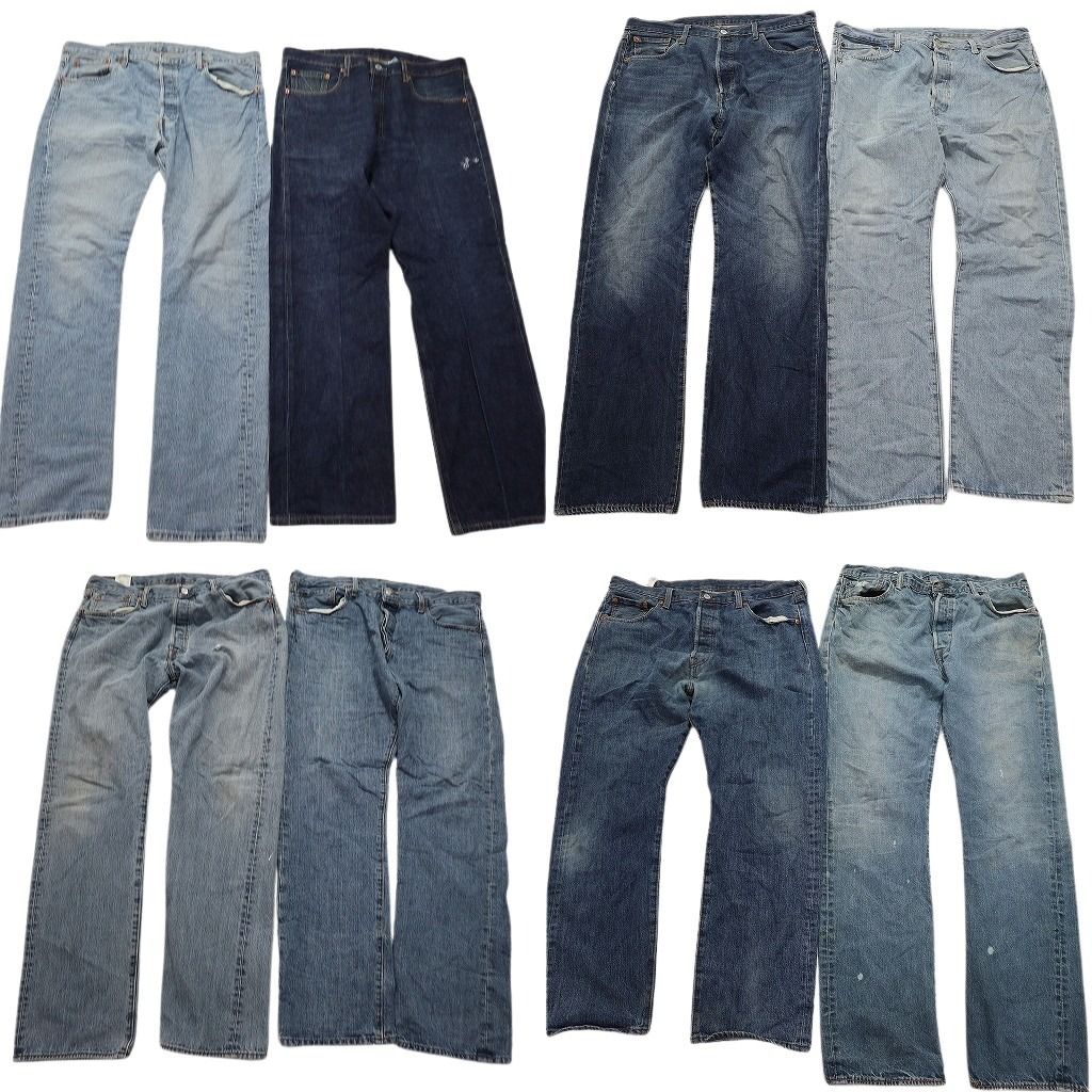 B品 古着卸 リーバイス 501 デニム パンツ 8枚セット メンズ 38 フェード ストレート ボタンフライ 古着 NC5151