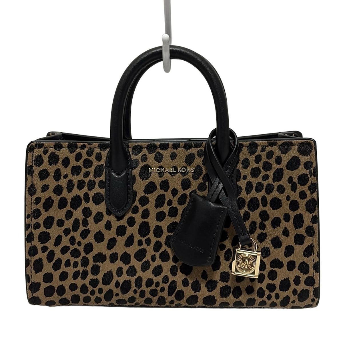 MICHAEL KORS マイケルコース トートバッグ - ベージュ×黒 豹柄 ミニバッグ レザー