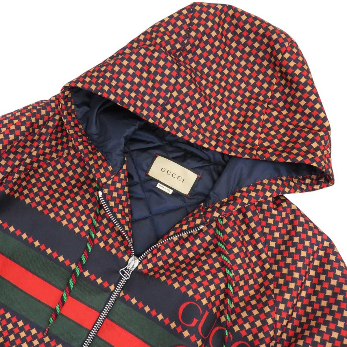 グッチ インターロッキングG 中綿 ジャケット 714810 メンズ ネイビー レッド GUCCI アパレル 小物 KANDAIZUMI_COM