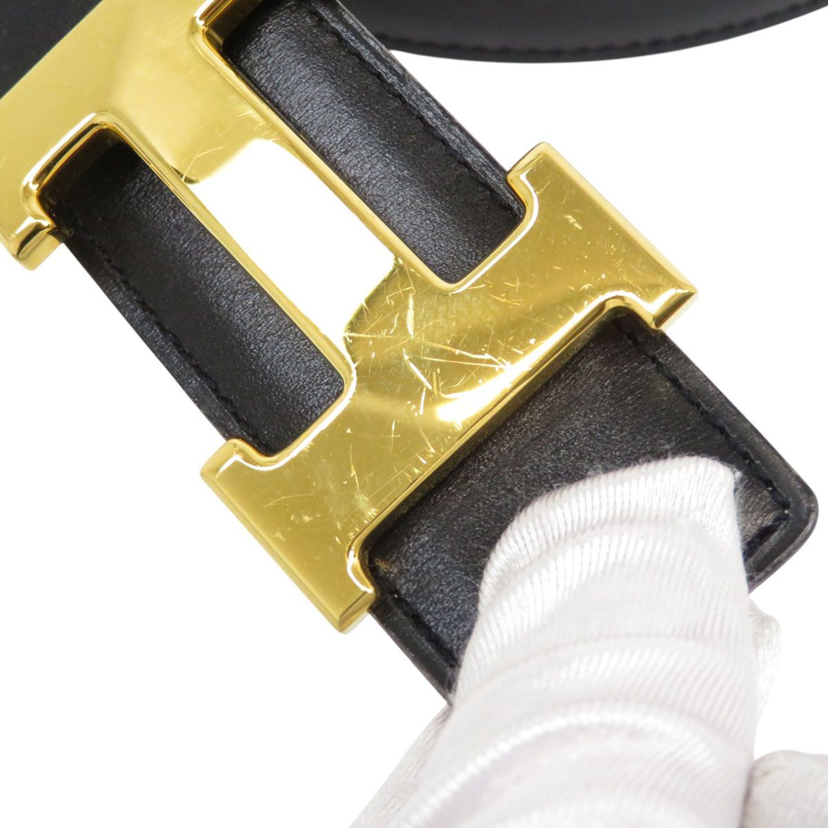 エルメス H バックル リバーシブル レザー ベルト 32MM 80 ユニ  