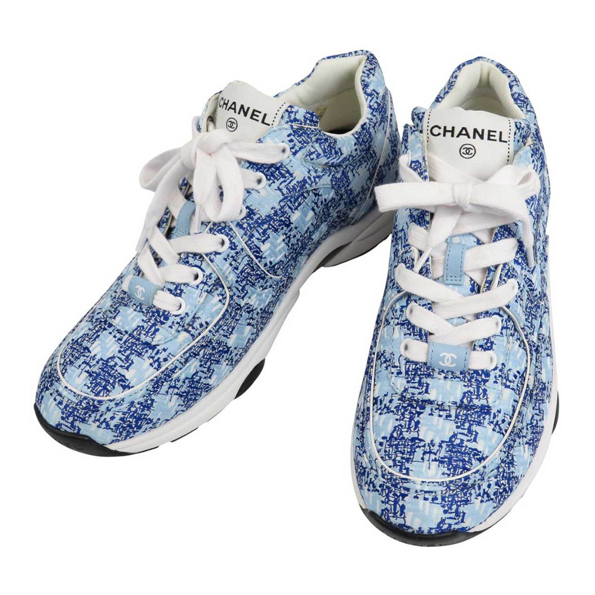 シャネル ココマーク ファブリック スニーカー G45585 レディース ブルー CHANEL アパレル 小物