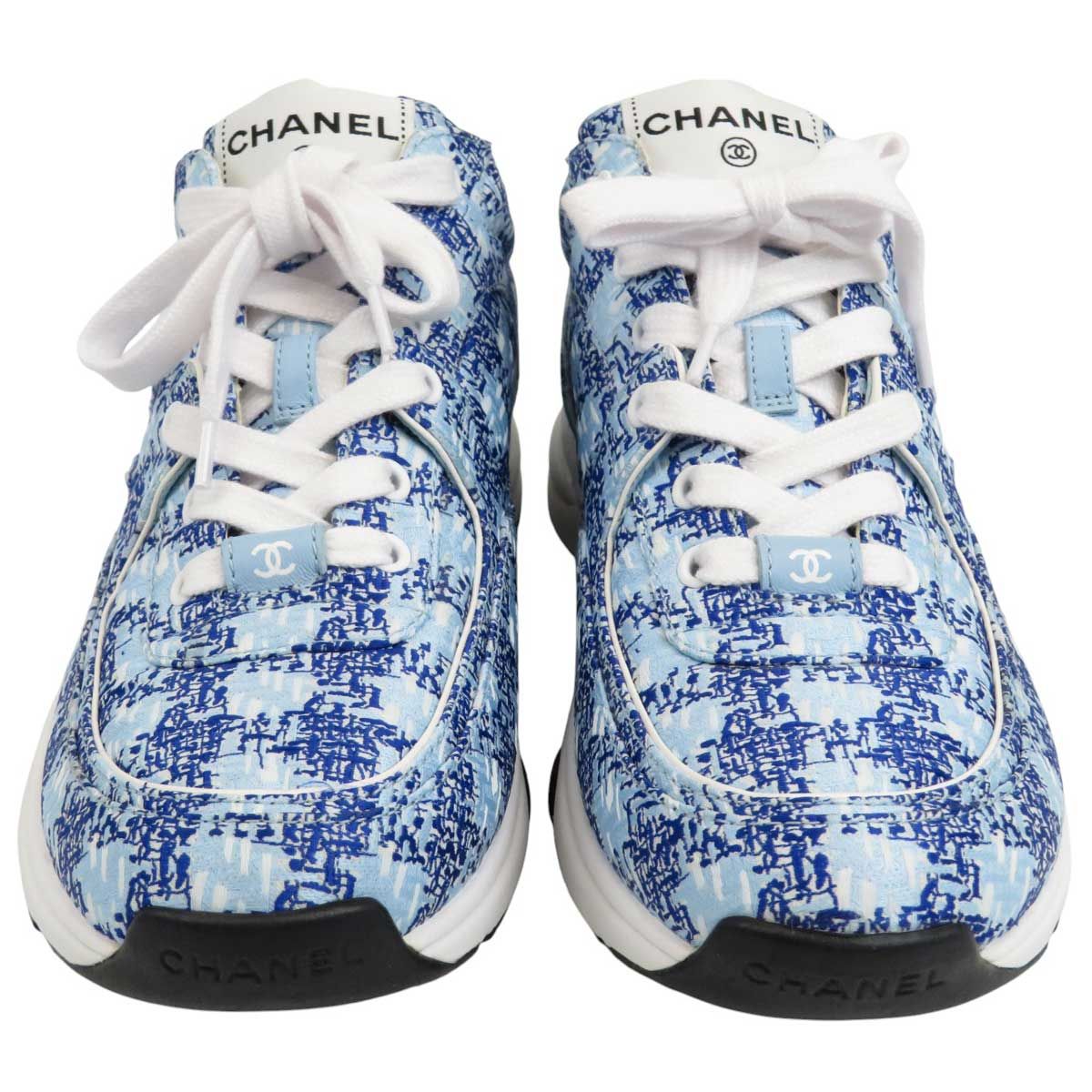 シャネル ココマーク ファブリック スニーカー G45585 レディース ブルー CHANEL アパレル 小物