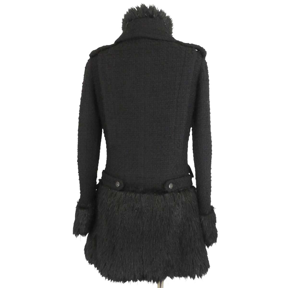 シャネル ココマーク ツイード ファンタジーファー コート P39533V28631 レディース ブラック CHANEL アパレル 小物