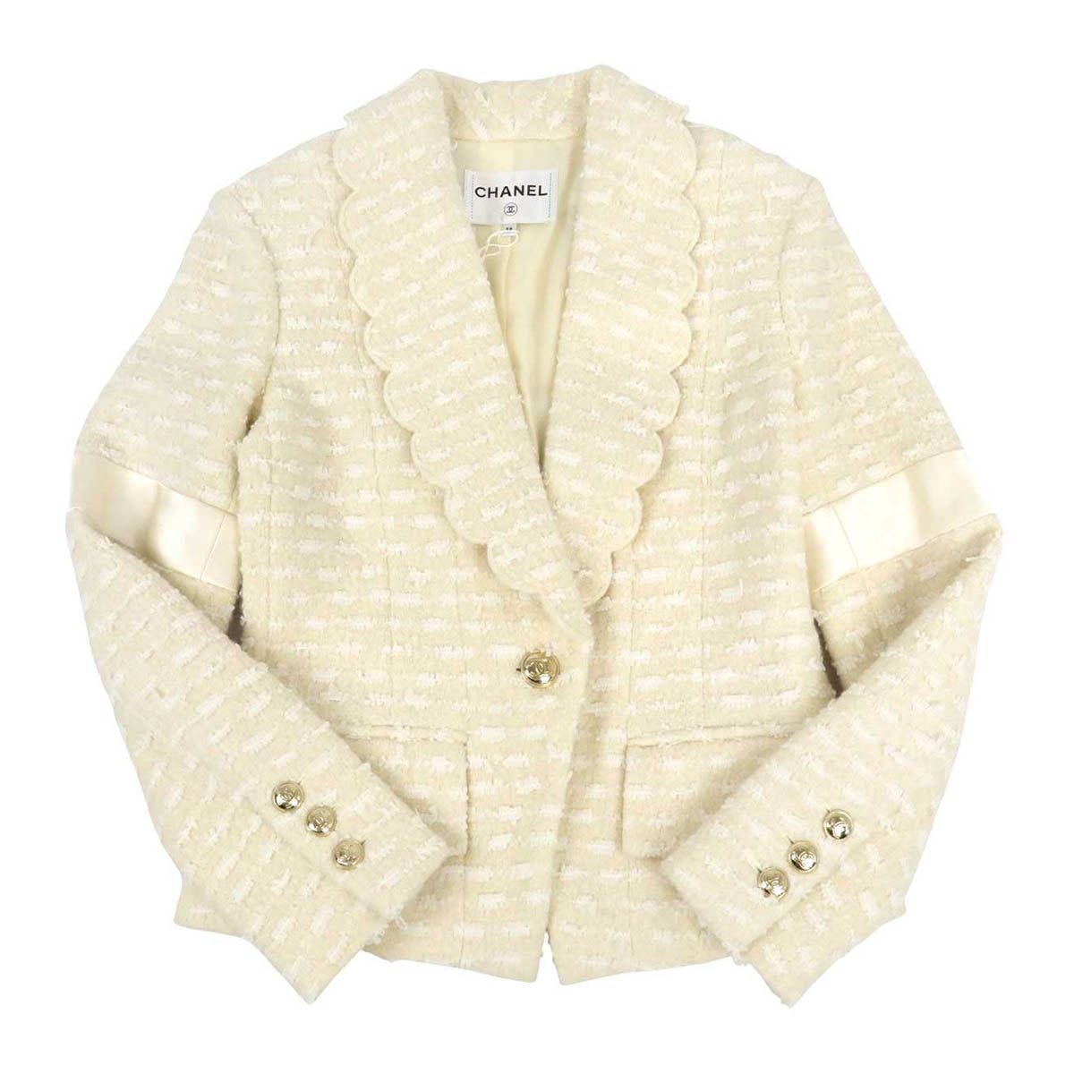 シャネル ココマーク スカラップ ツイード ジャケット P65277V60987 レディース アイボリー CHANEL アパレル 小物